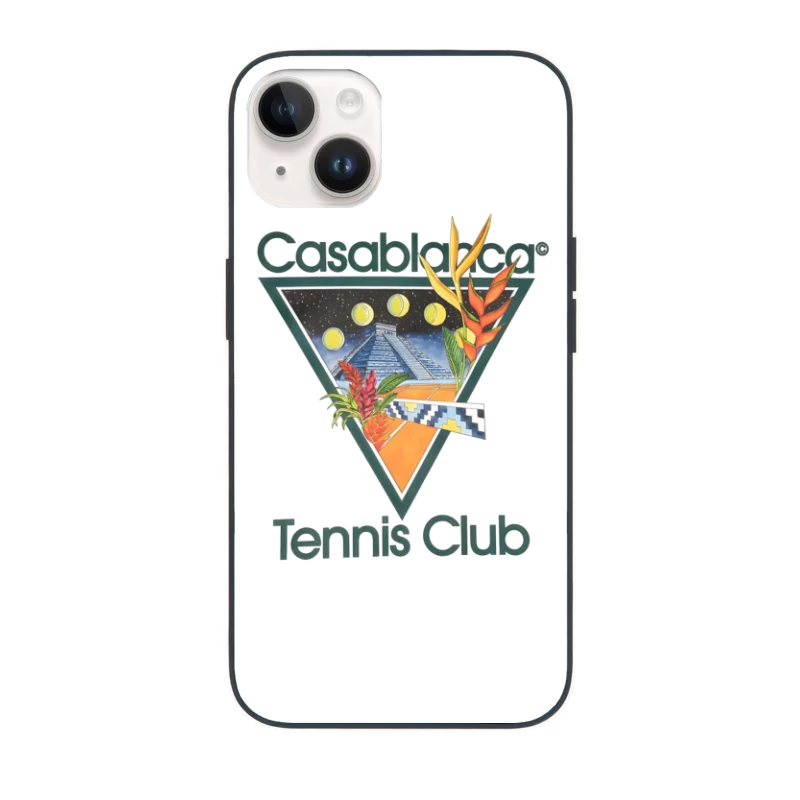 Casablanca Tennis Club Tropical Retro Logo with Mayan Motif iPhone Case