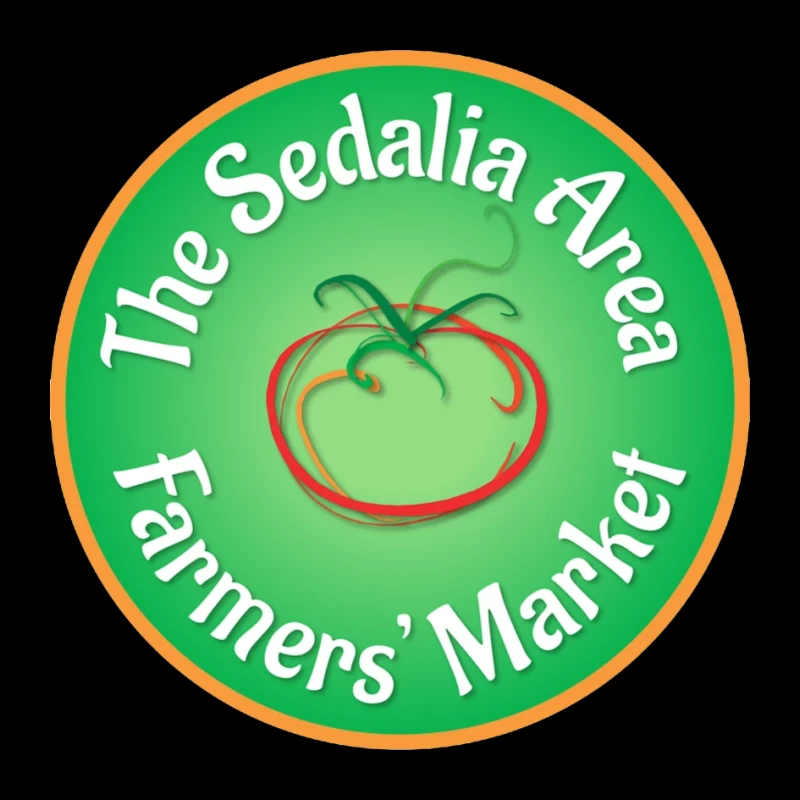 Sedalia Area Farmers' Market Circular Green Logo with Tomato Design Pin