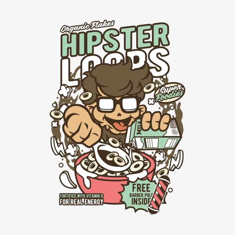 Céréales Hipster Loops amusantes Homme Sweat-shirt à enfiler