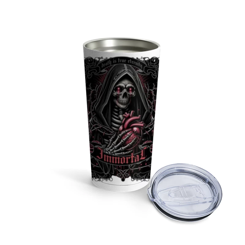 Gothic Immortal Reaper with Anatomical Heart Travel Mug