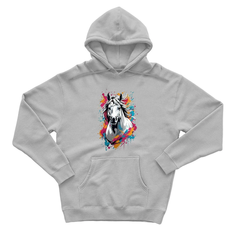 Colorful Digital Art of a Horse Male Pullover Hoodie