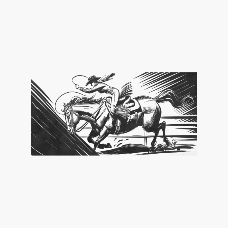 Dynamic Rodeo Cowboy in Black and White Cotton Tote Bag