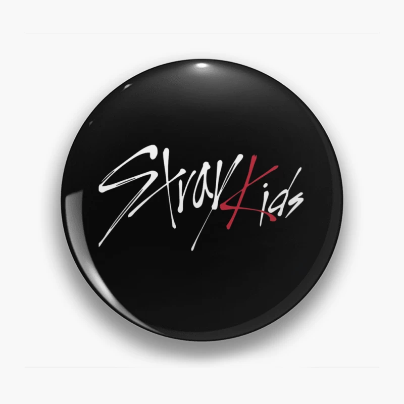 Modern Minimalist Calligraphic Signature in Red and Black Pin