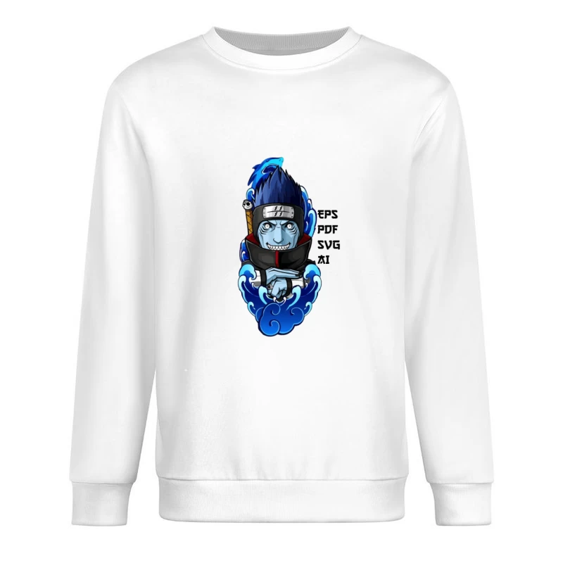 Anime Schwertträger mit blauem Haar Herren Pullover Sweatshirt