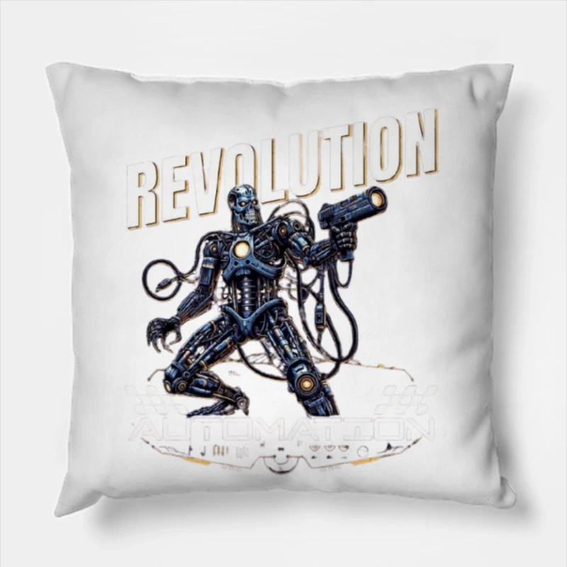 Combat Robot Revolution Sci-Fi Art Throw Pillow