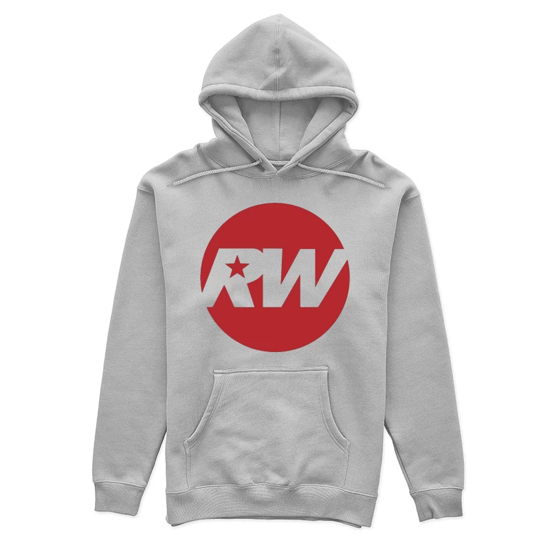 Red and White RW Star Logo Design Female Pullover Hoodie