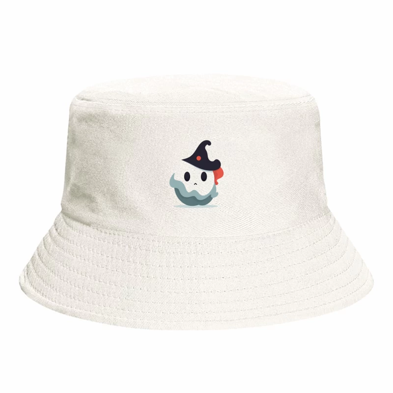 Cute Cartoon Ghost with Witch Hat Bucket Hat