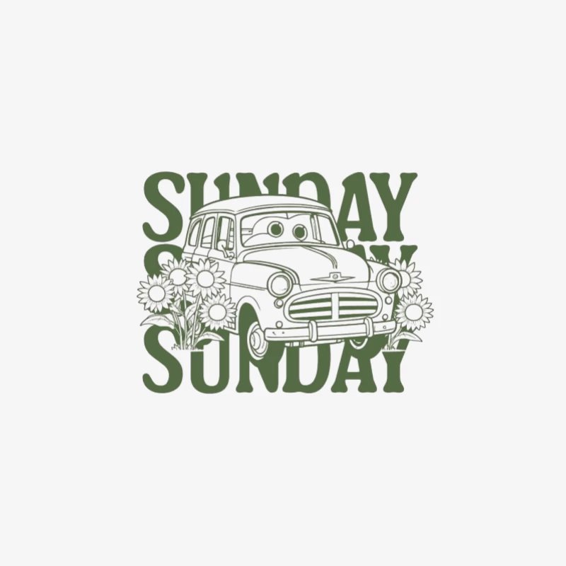 Sonntag Autofahrt mit Sonnenblumen Herren Langarm T-Shirt