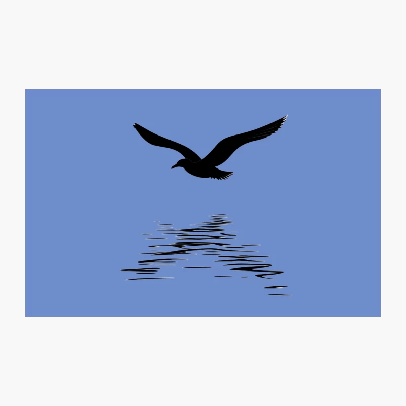 Silhouette of Flying Seagull Over Reflective Water Travel Mug