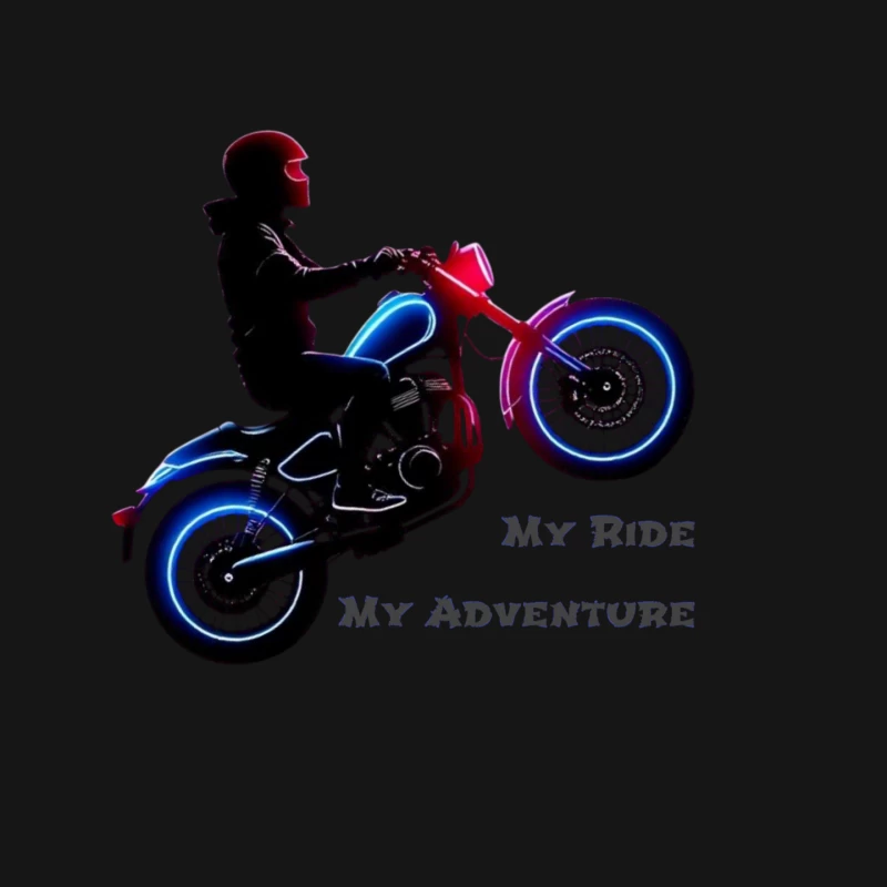 Neon-Lit Motorcycle Rider Silhouette with Adventure Quote Mouse Pad