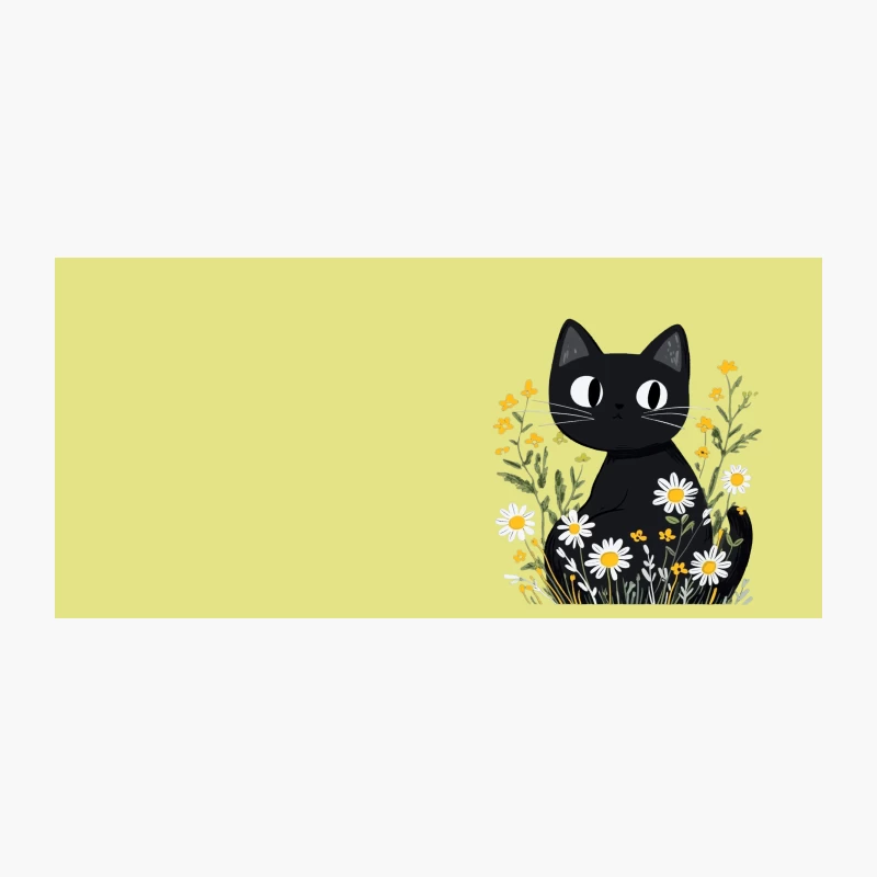 Whimsical Black Cat Amid Blooming Daisies Coffee Mug