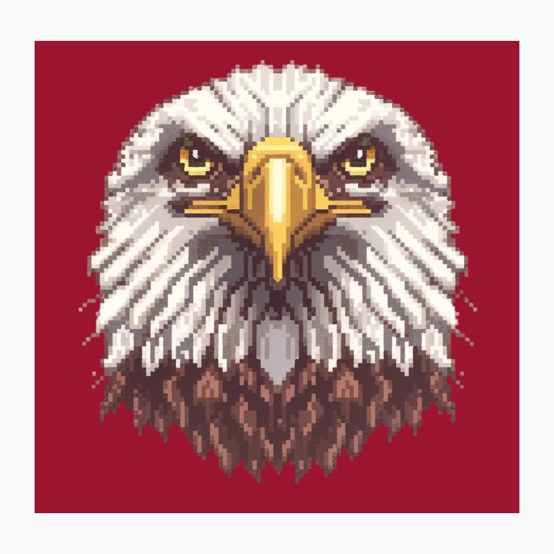 Fierce Pixel Art Bald Eagle: Patriotic Digital Animal Portrait Throw Pillow