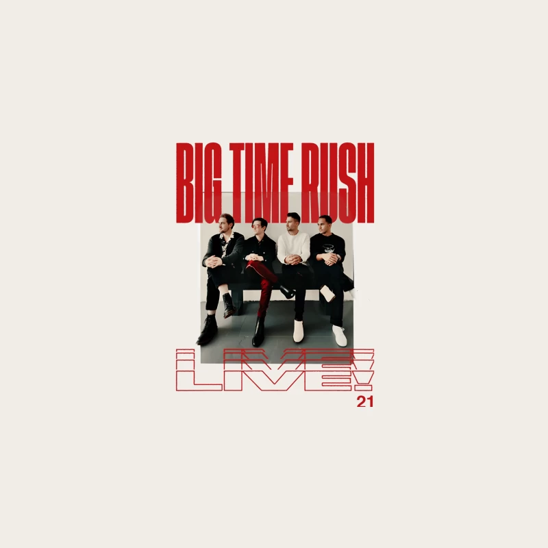 Big Time Rush Band Promotional Photo with Red Typography Design Bucket Hat