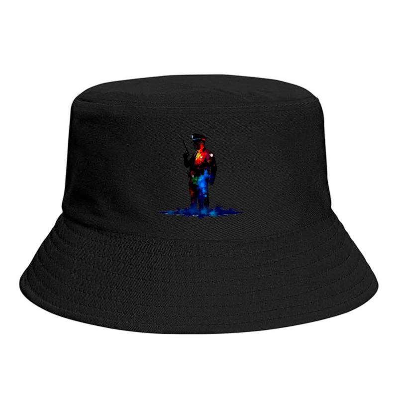 Artistic Watercolor Police Officer Silhouette Bucket Hat