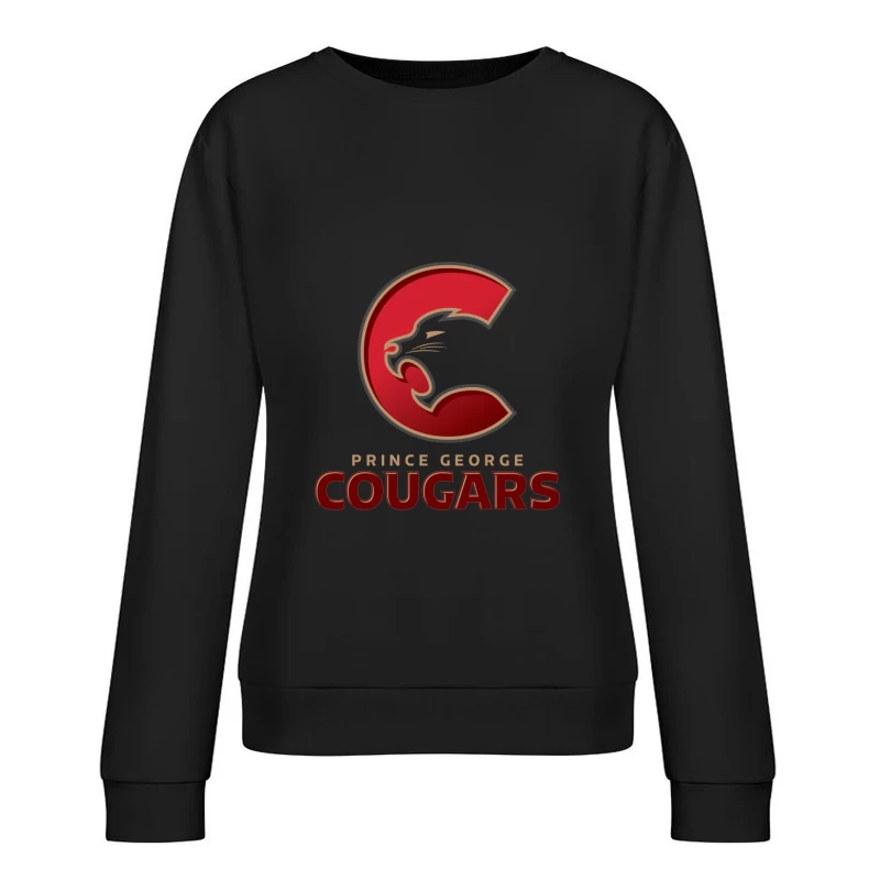 Prince George Cougars Hockey Team Logo Design Female Pullover Sweatshirt