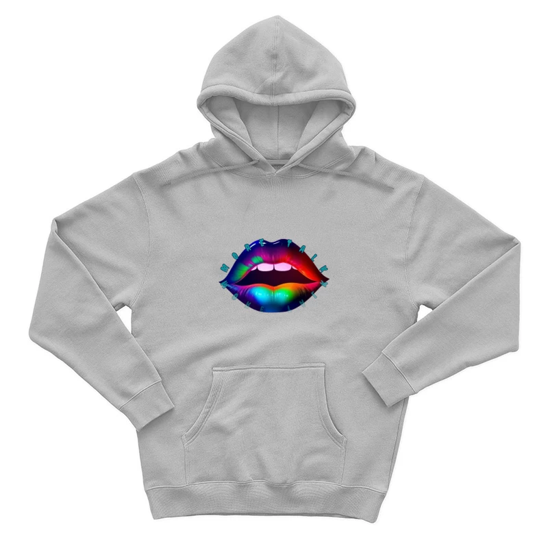 Rainbow Pierced Lips Pop Art Design Male Pullover Hoodie