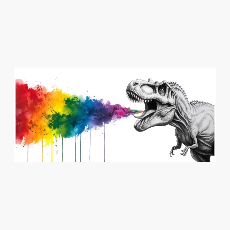 Roaring Creativity: T-Rex Breathes Rainbow Art Coffee Mug