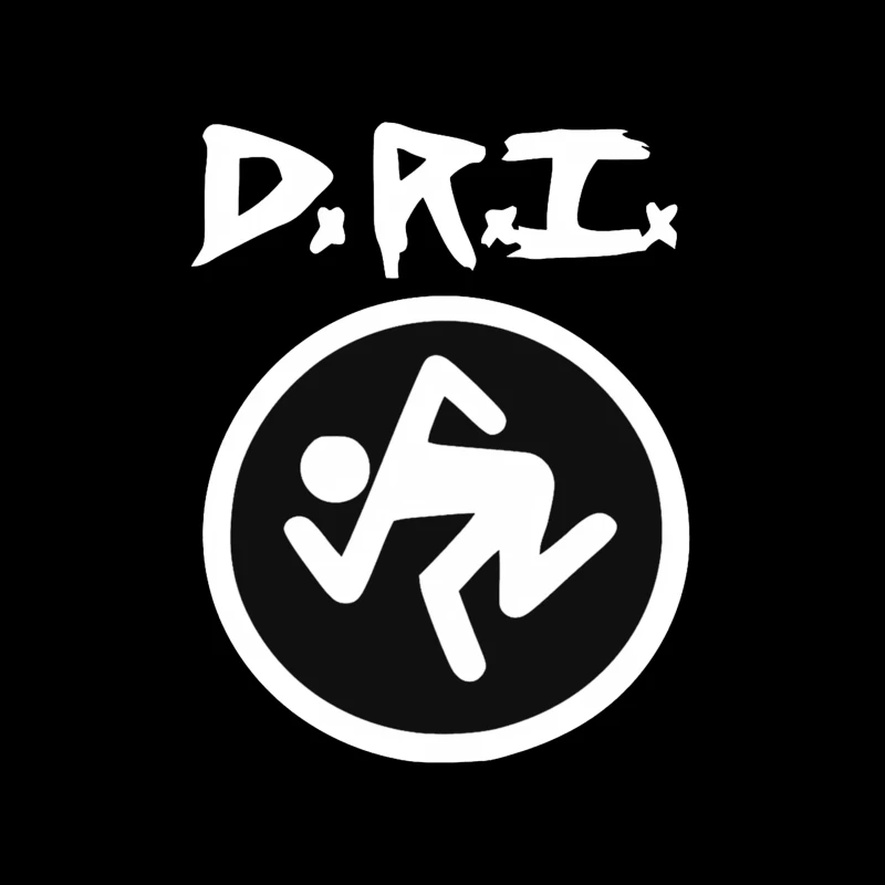 DRI Records Running Man Logo in Black and White Circle Throw Pillow