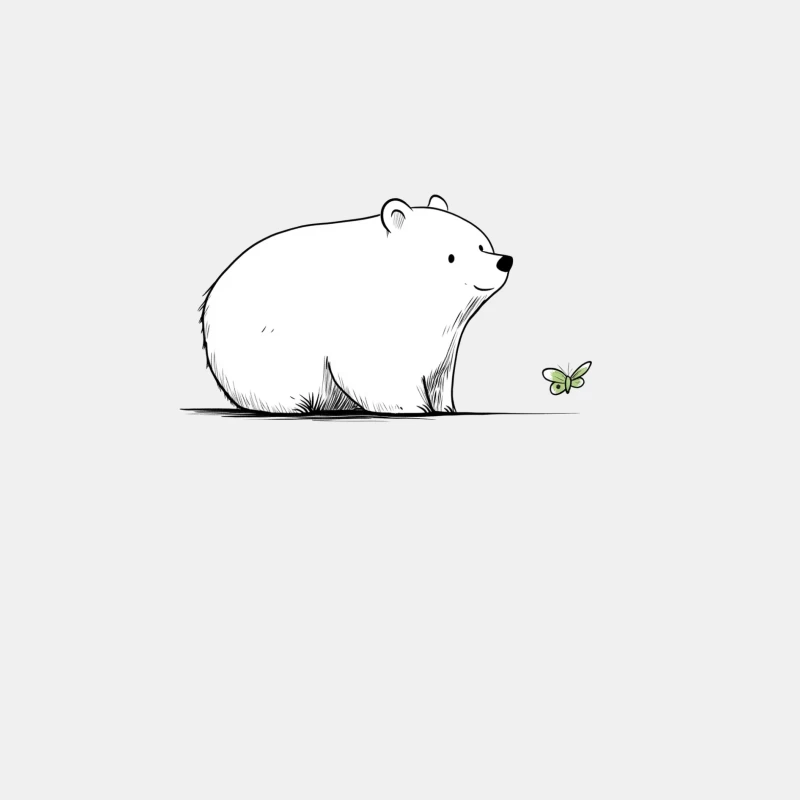 Cute Minimalist Bear and Butterfly Illustration Male Tank Top