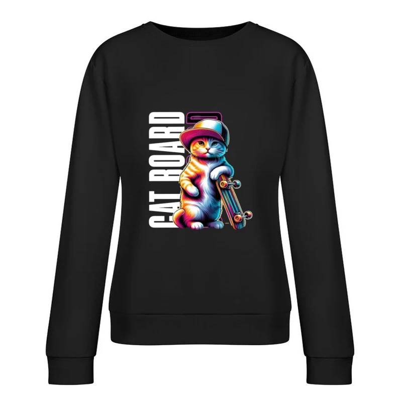 Chat skateur avec casquette Femme Sweat-shirt à enfiler