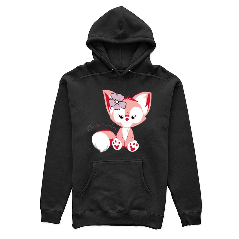 Niedlicher rosa Fuchs mit Blume Damen Pullover Hoodie