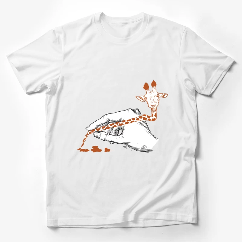 Illustration créative d'une main et d'une girafe Homme T-Shirt