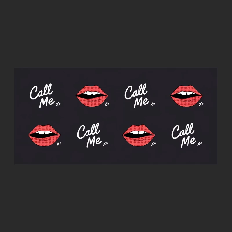 Retro Pop Art Lips: Call Me Graphic Design Baseball Cap