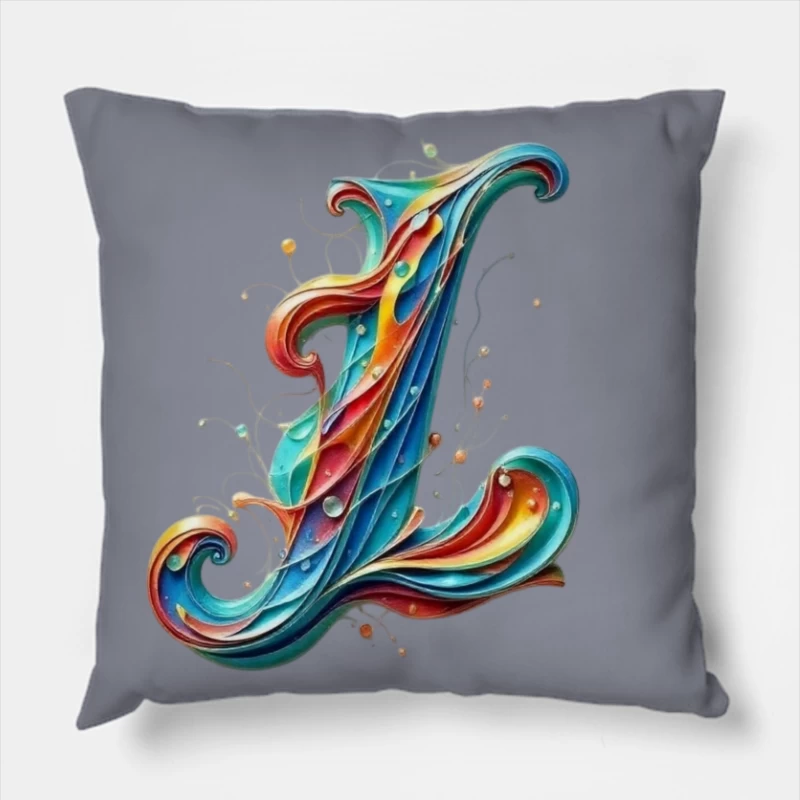 Ornate Quilling Typography: Colorful Letter L Design Throw Pillow