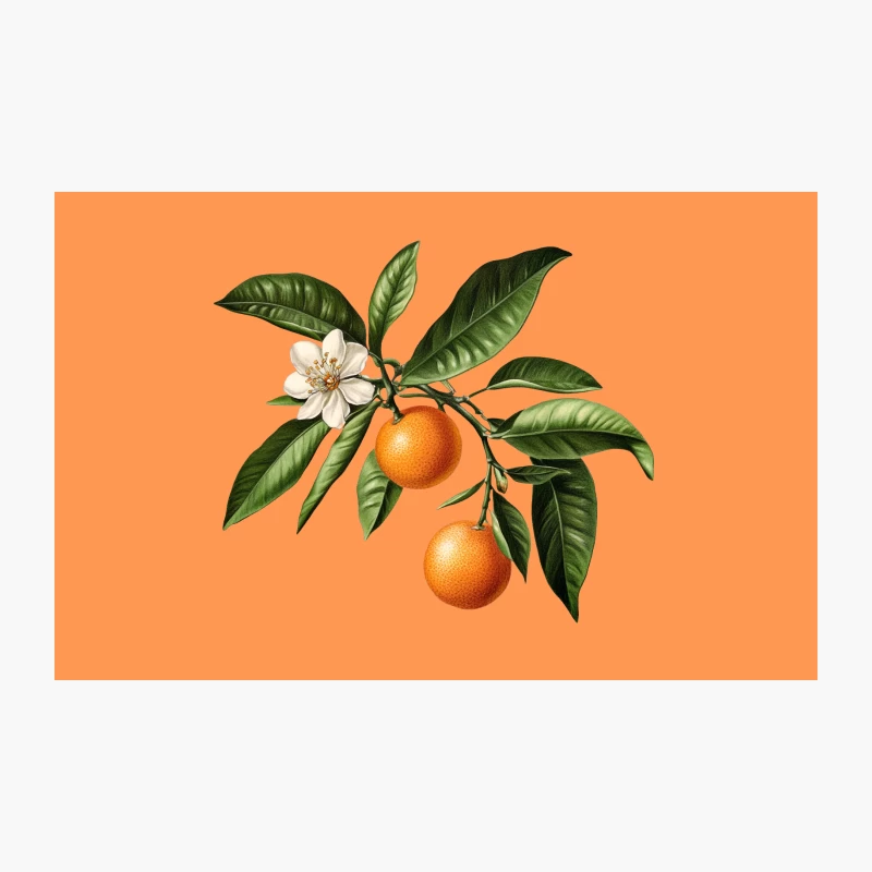 Botanical Illustration of Orange Branch with Fruit and Blossom Travel Mug