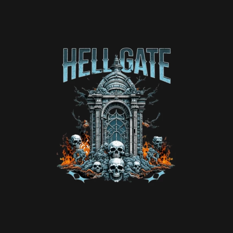 Höllentor mit Totenköpfen und Flammen Herren T-Shirt