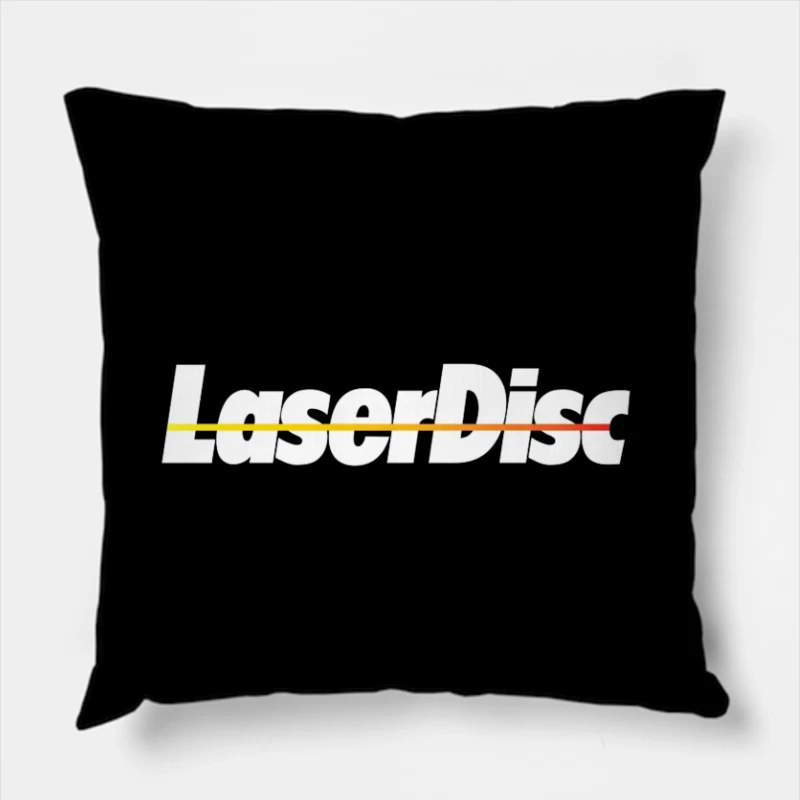 Retro Laser Disc Logo with Typography Outline Throw Pillow