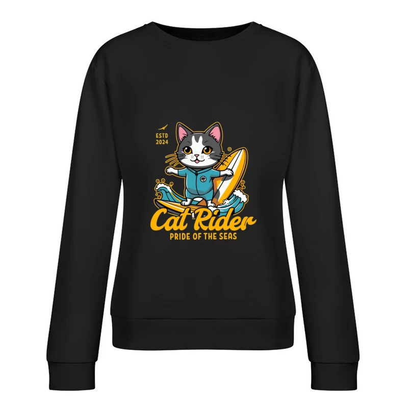 Surfende Katze: Stolz der Meere Damen Pullover Sweatshirt