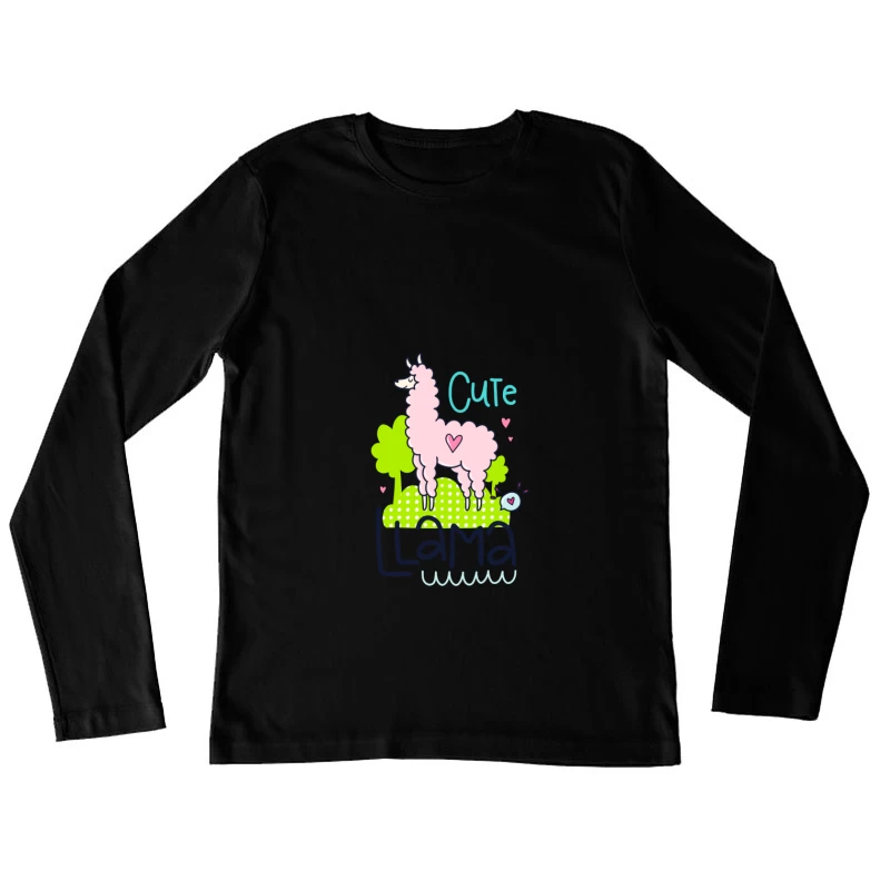 Lama mignon avec cœur Femme Manches Longues T-Shirt