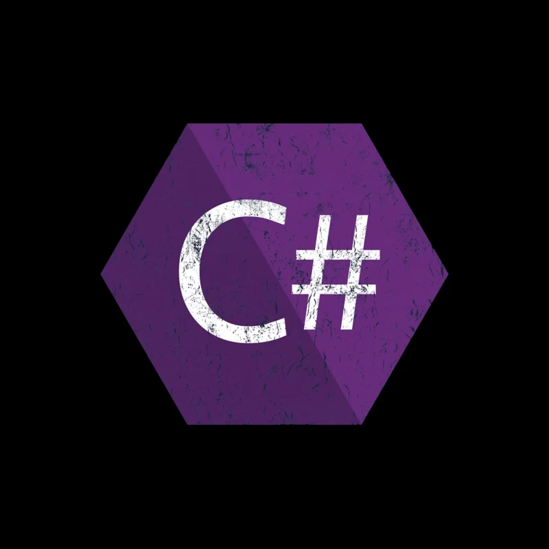 C# Programming Language Logo in Purple Hexagon Tapestry