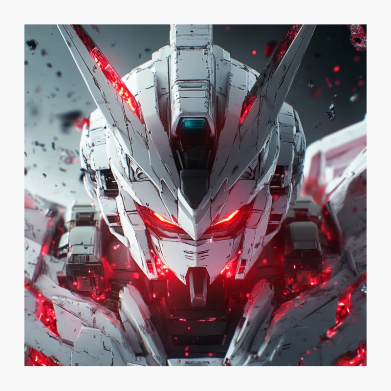 Menacing Mecha: Futuristic Robot with Glowing Red Eyes Pin