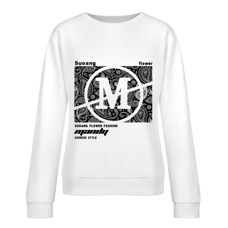 Paisley Muster mit Buchstaben Damen Pullover Sweatshirt