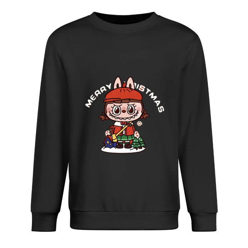Niedliches festliches Mädchen mit Weihnachtsgruß Herren Pullover Sweatshirt