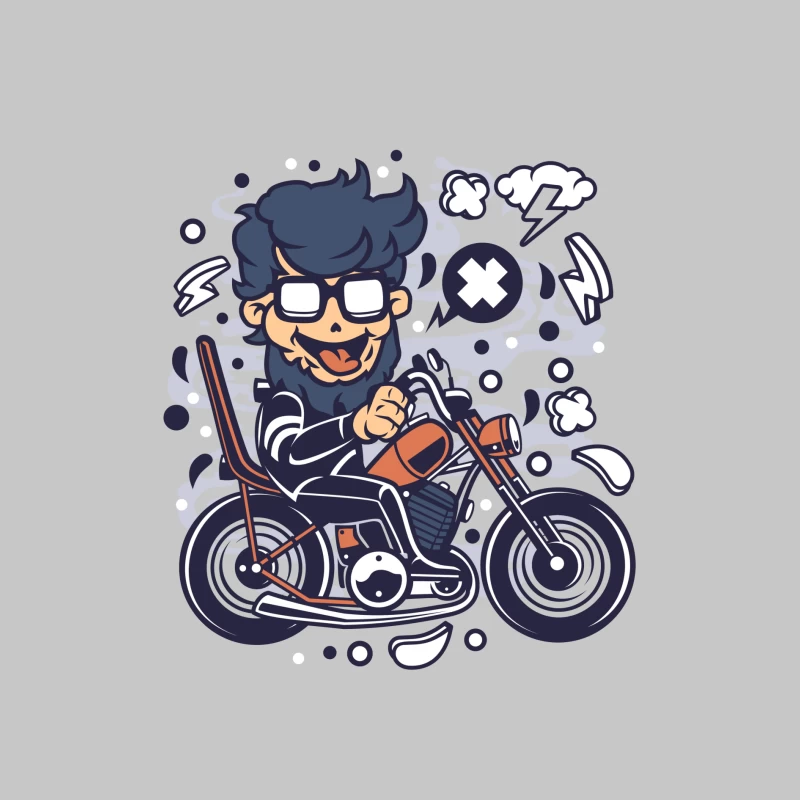 Motard cartoon amusant sur une moto Femme Manches Longues T-Shirt