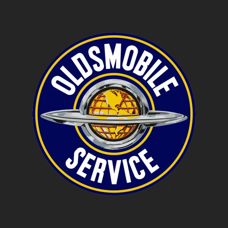 Vintage Oldsmobile Service Logo with Globe Emblem Male Pullover Sweatshirt