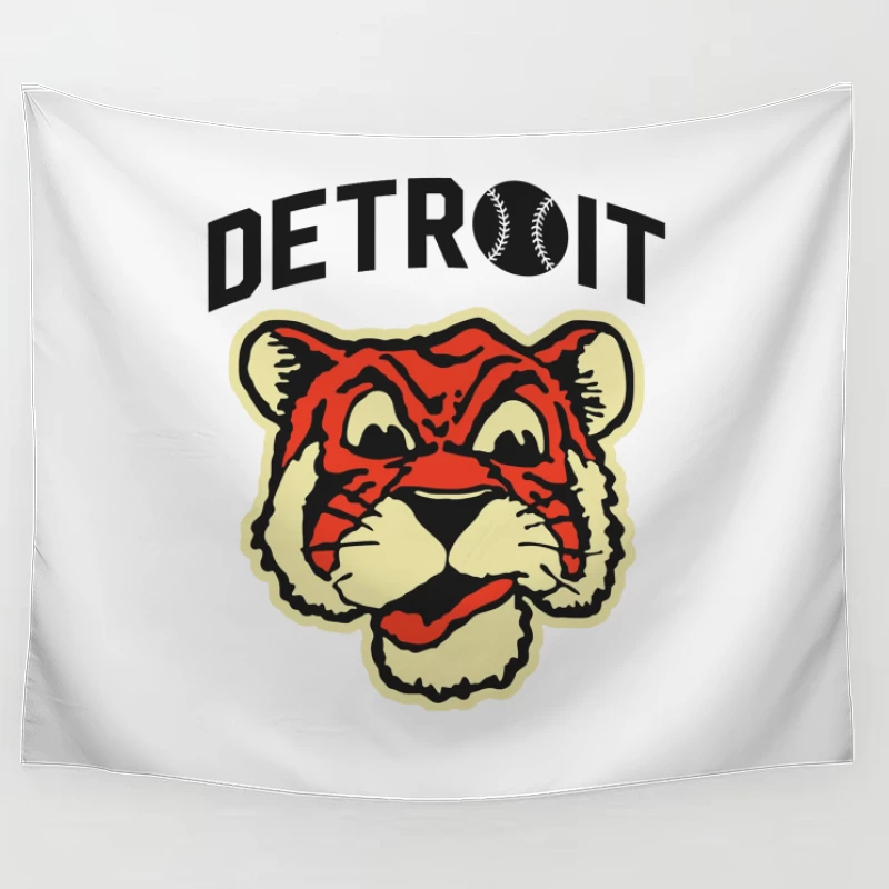 Vintage Detroit Tigers Baseball Team Logo Design Tapestry