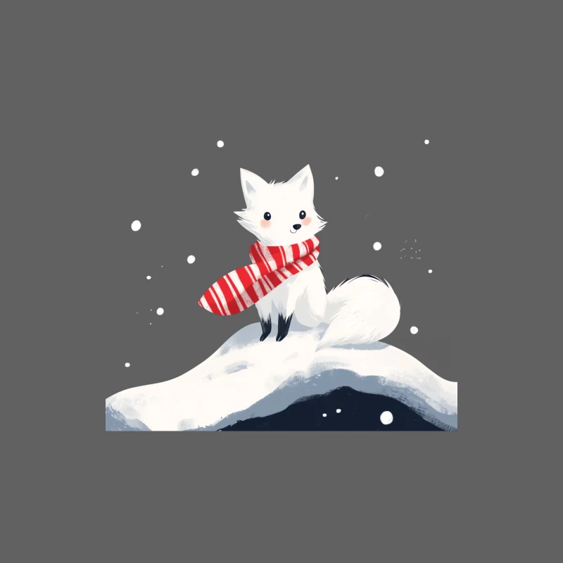 Cute Arctic Fox in Winter with Red Striped Scarf Male Tank Top