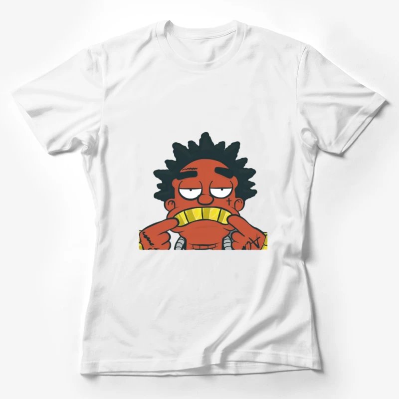 Personnage de dessin animé avec dents en or Femme T-Shirt