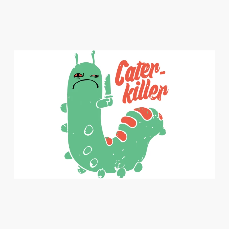 Cute Green Cartoon Caterpillar with "Cater-killer" Text Travel Mug
