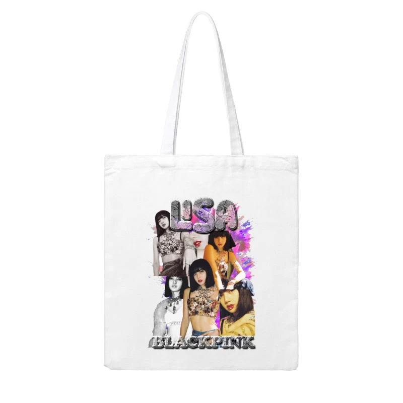 Lisa from BLACKPINK Collage Cotton Tote Bag