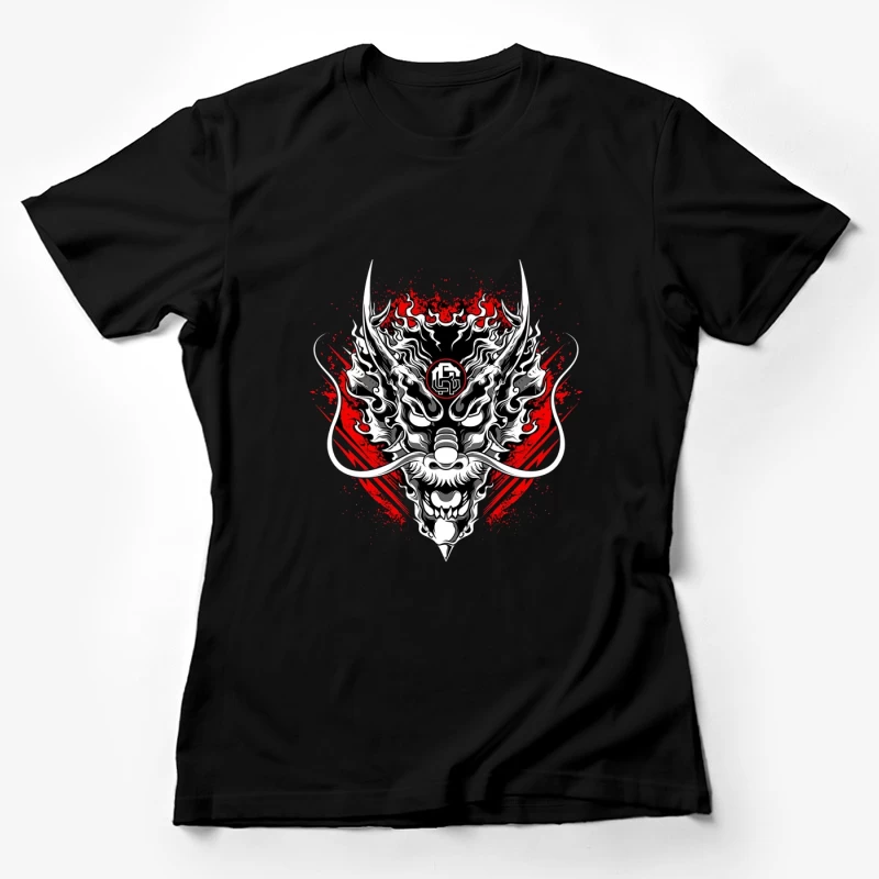 Drachenmaske mit Flammenkunst Damen T-Shirt