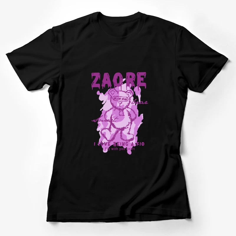 Playful Teddy Bear Graphic Design Female T-Shirt