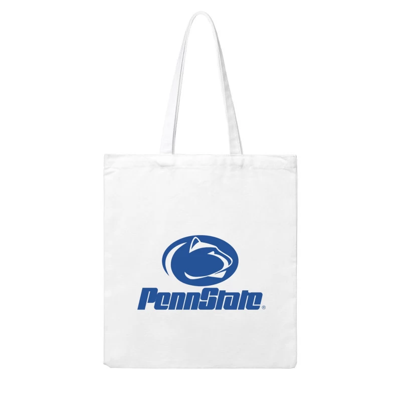 Penn State Nittany Lions Athletic Logo in Blue and White Cotton Tote Bag