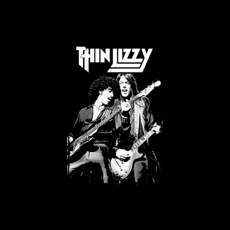 Thin Lizzy Rock Band Performance Sketch in Black and White Pin