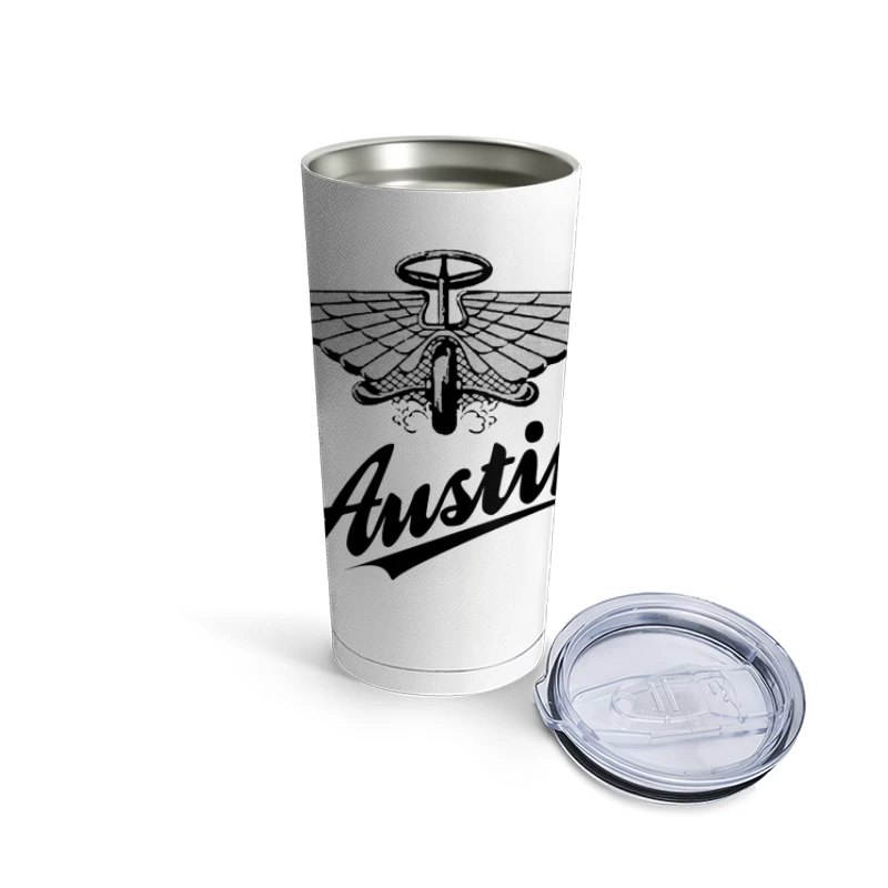 Vintage Austin Motorcycle Company Winged Logo Design Travel Mug