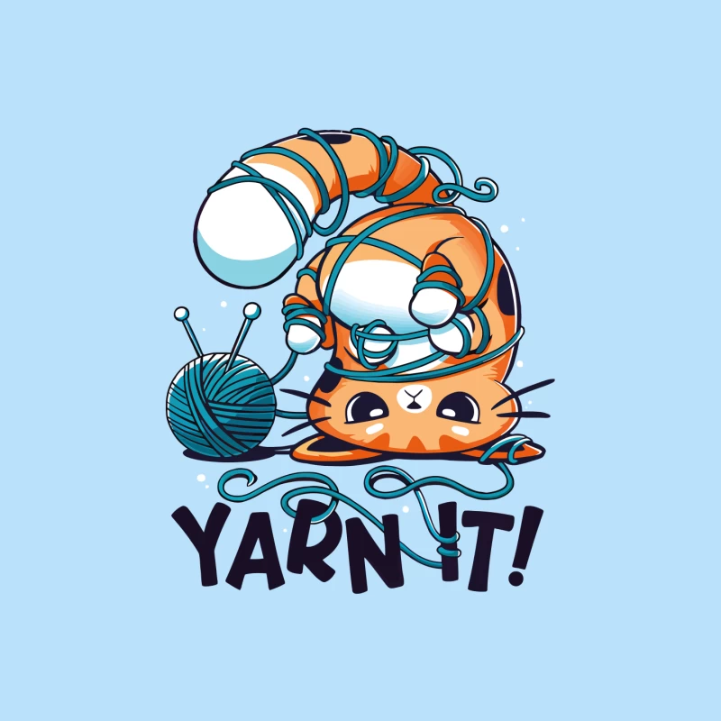 Yarn It! Whimsical Cat Illustration Mouse Pad